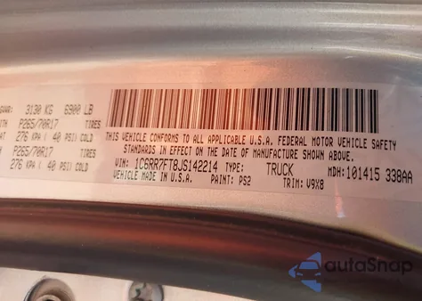 2018 Ram 1500 St из США, поврежденный, VIN 1C6RR7FT8JS142214